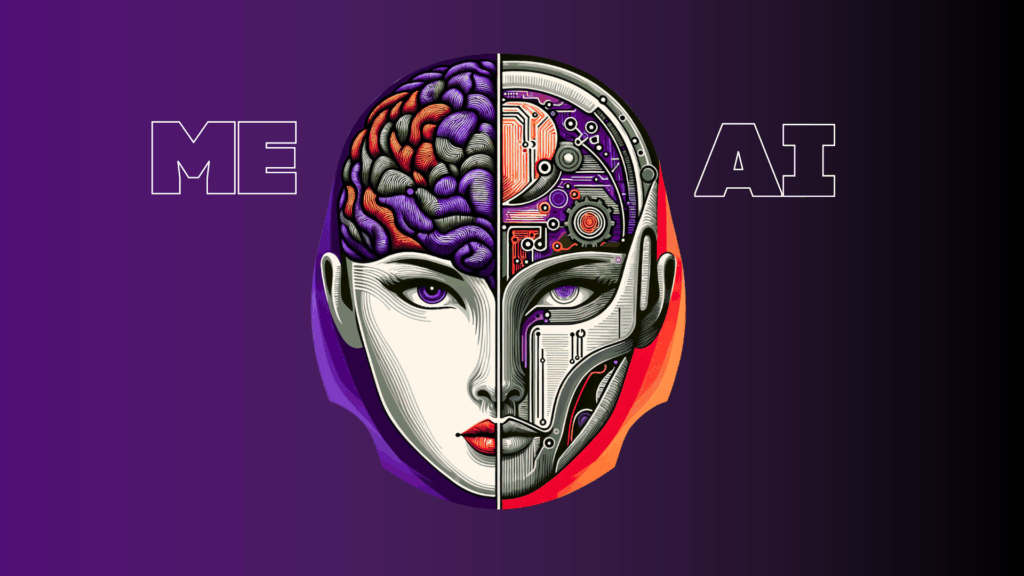 How I partner with AI - woman on the left side | bot onthe right side