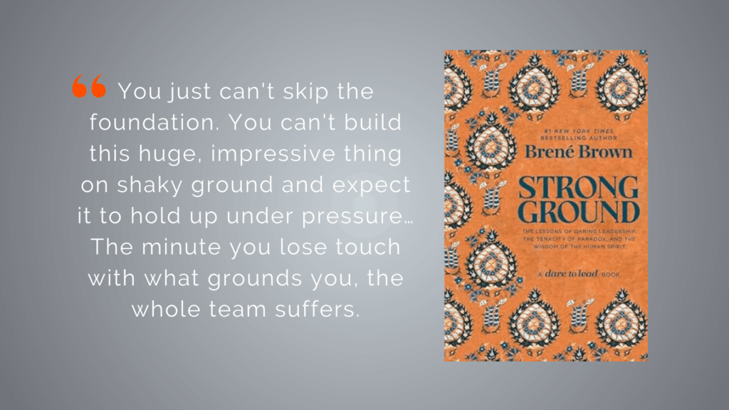 Brené Brown quote about shaky ground from her book Strong Ground